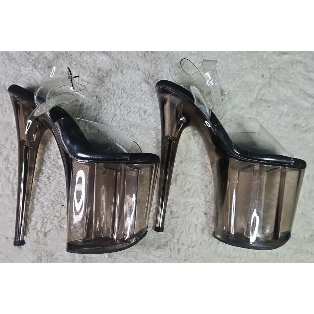 Pleaser Clear Platform Stiletto Heels Ankle Strap Pole Dance Shoes Women's 7